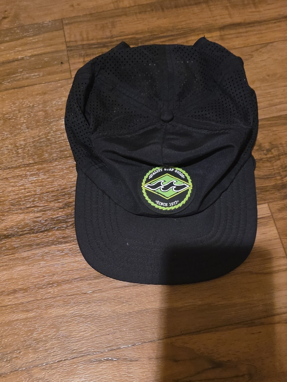 Billabong Black Swim Cap with Lime Logo Patch